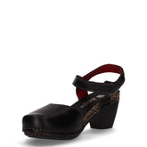 Sandalo con tacco in pelle nero | Boscaini Scarpe