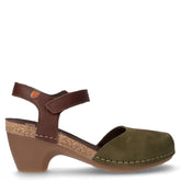 Sandalo in pelle con tacco verde marrone | Boscaini Scarpe