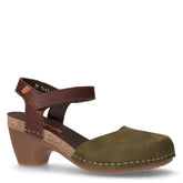 Sandalo in pelle con tacco verde marrone - Sandali Con Tacco Donna | Boscaini Scarpe