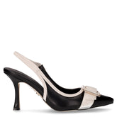 Slingback con tacco in ecopelle nero | Boscaini Scarpe