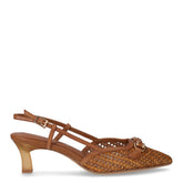 Slingback in rafia e pelle con tacco cognac | Boscaini Scarpe