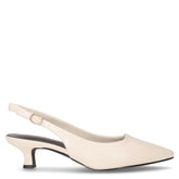 Slingback con tacco in ecopelle crema | Boscaini Scarpe