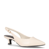 Slingback con tacco in ecopelle crema | Boscaini Scarpe