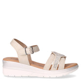 Sandalo in ecopelle con zeppa argento | Boscaini Scarpe