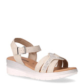 Sandalo in ecopelle con zeppa argento - Sandali Con Tacco Donna | Boscaini Scarpe