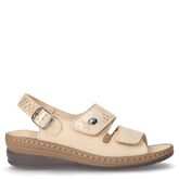 Sandalo in tessuto con strappi beige - Comfort Donna | Boscaini Scarpe