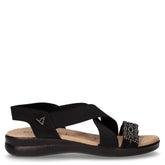 Sandalo in pelle e tessuto nero | Boscaini Scarpe