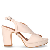Sandalo in ecopelle con tacco beige - Sandali Con Tacco Donna | Boscaini Scarpe