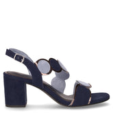 Sandalo in tessuto con tacco navy | Boscaini Scarpe