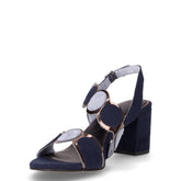 Sandalo in tessuto con tacco navy | Boscaini Scarpe