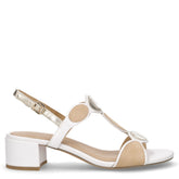 Sandalo in ecopelle e tessuto con tacco bianco - Sandali Con Tacco Donna | Boscaini Scarpe