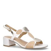 Sandalo in ecopelle e tessuto con tacco bianco - Sandali Con Tacco Donna | Boscaini Scarpe