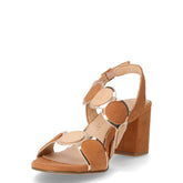 Sandalo in tessuto ed ecopelle con tacco mandorla | Boscaini Scarpe