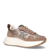 Sneaker in ecopelle e tessuto con zeppa kaki marrone - GOLD & GOLD | Boscaini Scarpe