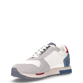 Sneaker in pelle e tessuto bianco grigio navy | Boscaini Scarpe