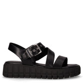 Sandalo in ecopelle con zeppa nero - Sandali Con Tacco Donna | Boscaini Scarpe