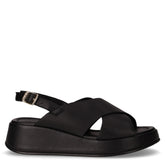 Sandalo in pelle con zeppa nero - Sandali Con Tacco Donna | Boscaini Scarpe