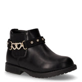 Stivaletto in ecopelle con cuori strass bambina nero | Boscaini Scarpe