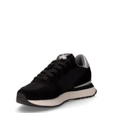 Stargirl Strass Logo sneaker in tessuto e pelle con strass nero argento | Boscaini Scarpe