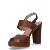 Sandalo in pelle con tacco cuoio | Boscaini Scarpe