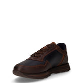 Stringata sportiva in pelle caffè blu | Boscaini Scarpe