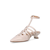 Sandalo a punta con tacco off white | Boscaini Scarpe