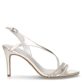 Sandalo in ecopelle con tacco platino argento - Sandali Con Tacco Donna | Boscaini Scarpe