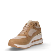 Sneaker in ecopelle e tessuto con zeppa beige | Boscaini Scarpe