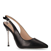 Slingback a punta con tacco in ecopelle nero | Boscaini Scarpe