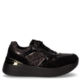 Sneaker in ecopelle e tessuto con zeppa nero - Sneakers Donna | Boscaini Scarpe