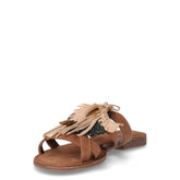 Ciabatta in pelle scamosciata con frangia taupe | Boscaini Scarpe
