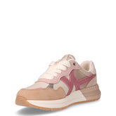 Sneaker in tessuto ed ecopelle crema rosa | Boscaini Scarpe