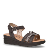 Sandalo in ecopelle con zeppa nero | Boscaini Scarpe