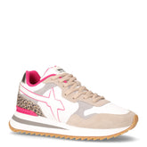 Tally sneaker in pelle e tessuto beige bianco grigio - W6YZ | Boscaini Scarpe