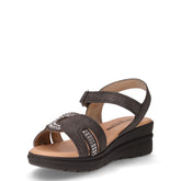 Sandalo in ecopelle con zeppa nero | Boscaini Scarpe