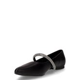 Ballerina in ecopelle con cinturino strass nero | Boscaini Scarpe