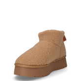 Stivaletto caldo in tessuto con platform cammello | Boscaini Scarpe