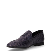 Mocassino in pelle intrecciata navy | Boscaini Scarpe