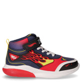 Sneaker in ecopelle e tessuto bambino nero e rosso | Boscaini Scarpe