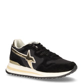 Yak sneaker in pelle e tessuto con zeppa nero platino - Sneakers Donna | Boscaini Scarpe