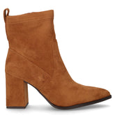 Tronchetto in tessuto scamosciato con zip cammello | Boscaini Scarpe