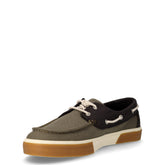 Union Wharf mocassino barca in tessuto canvas verde nero | Boscaini Scarpe