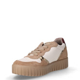 Sneaker in pelle con platform biscotto bianco | Boscaini Scarpe