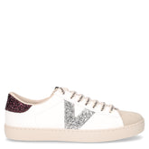 Sneaker in pelle bianco argento bordeaux - VICTORIA | Boscaini Scarpe