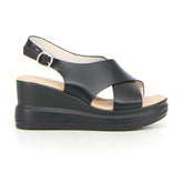 Sandalo con zeppa nero | Boscaini Scarpe