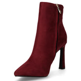 Tronchetto in tessuto scamosciato con zip bordeaux | Boscaini Scarpe