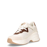 Sneaker in ecopelle e tessuto con zeppa bianco platino | Boscaini Scarpe