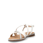 Sandalo in pelle bianco argento | Boscaini Scarpe