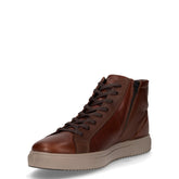 Sneaker mid in pelle con zip cuoio | Boscaini Scarpe