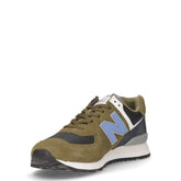 574 sneaker in pelle e tessuto oliva | Boscaini Scarpe